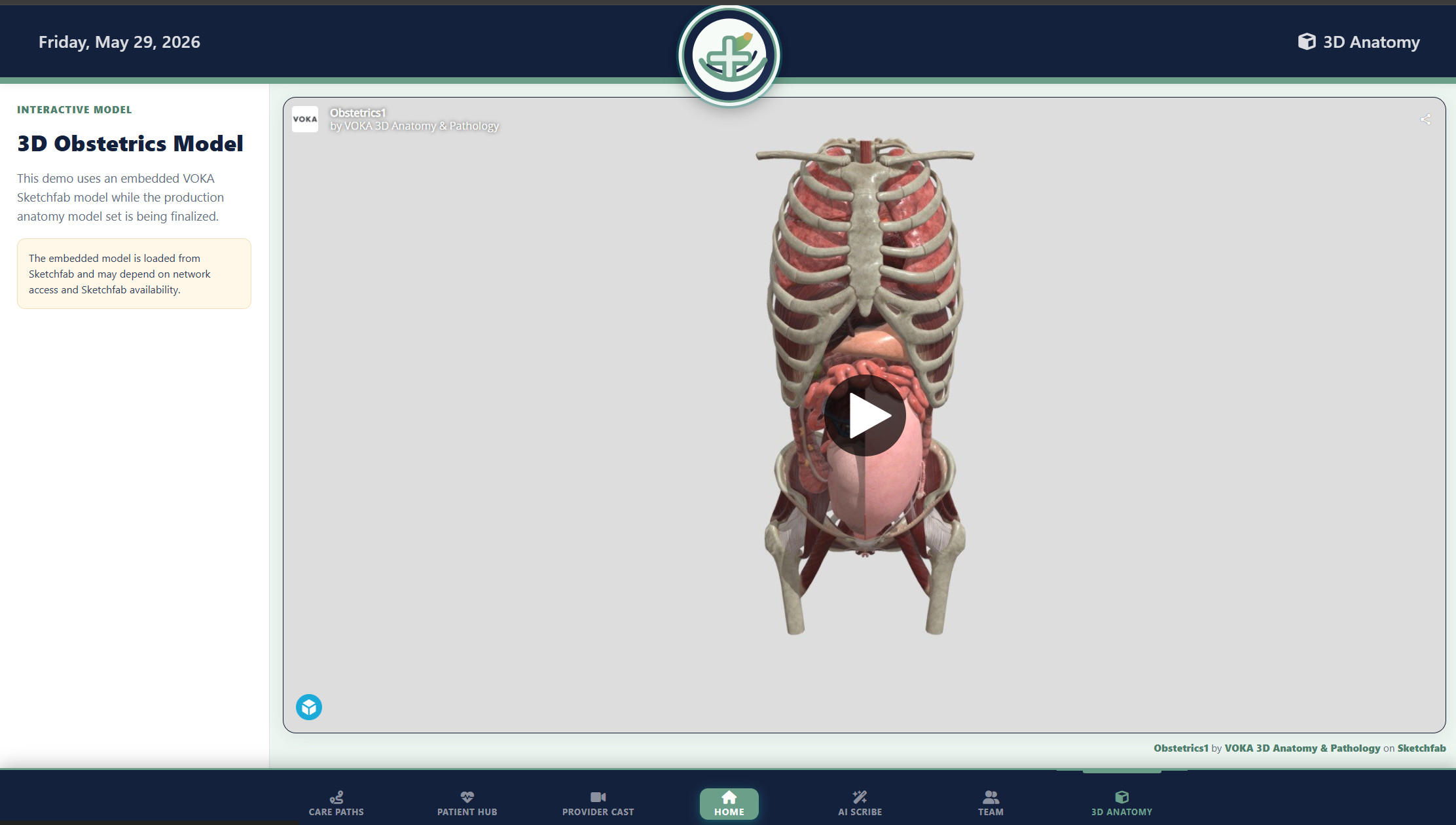 3D anatomy screen in Tactyl